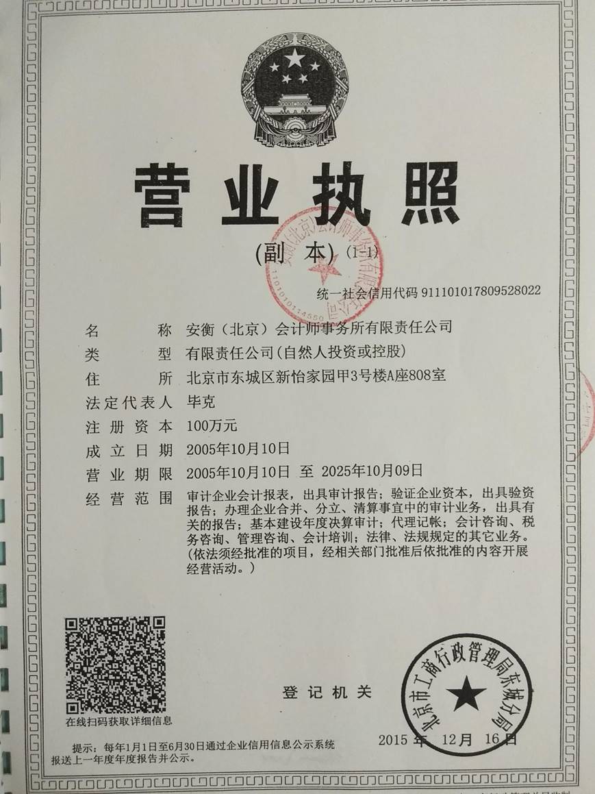 亞運村立德社會工作事務所2015年審計報告（圖）